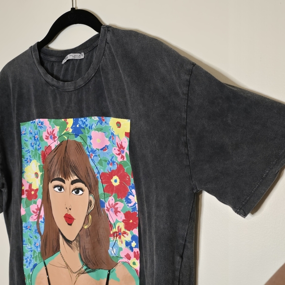 Zara printed graphic tee grey medium - Picture 2 of 12